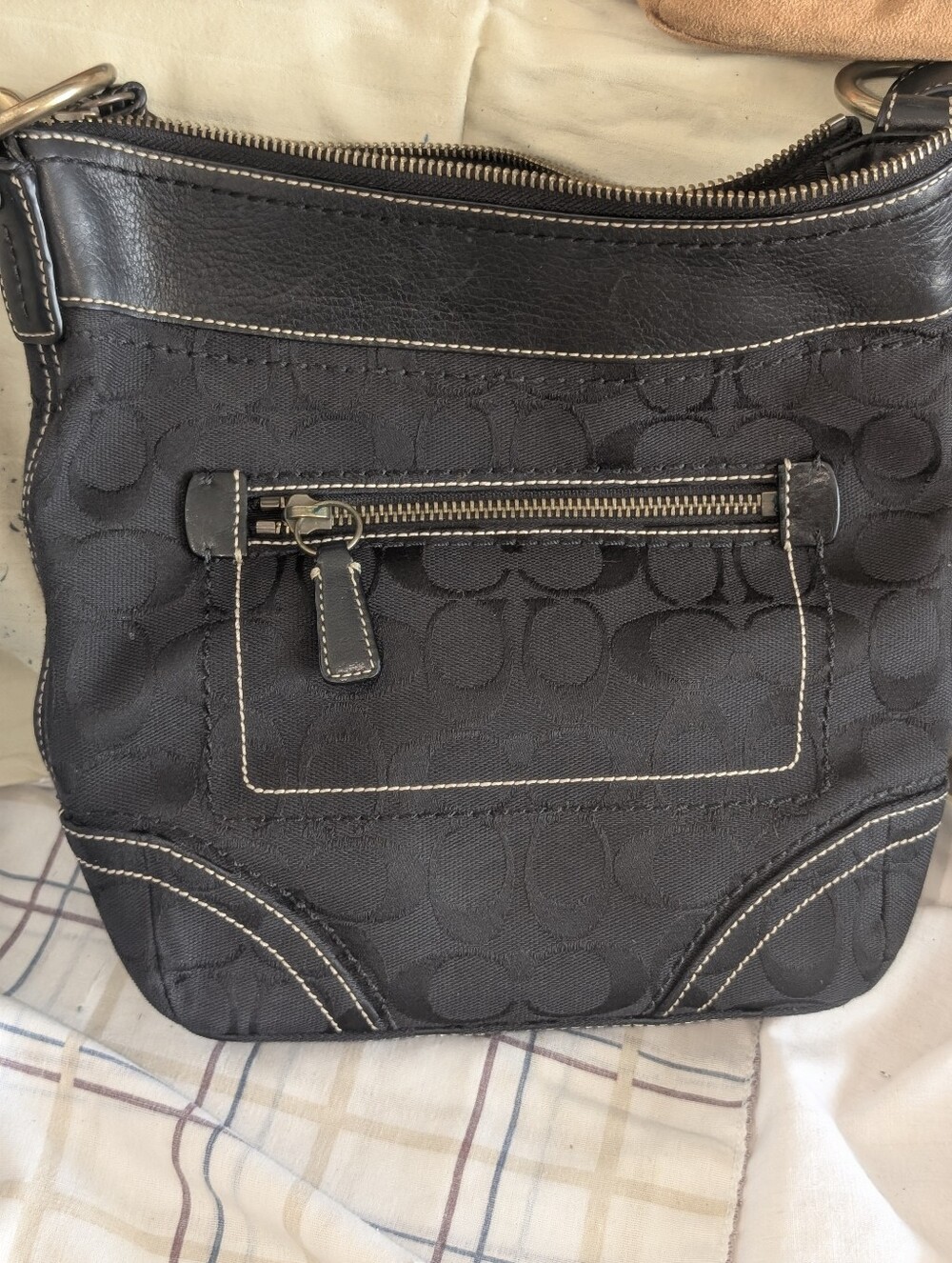 Vintage Coach Black Signature Jacquard Crossbody Bag